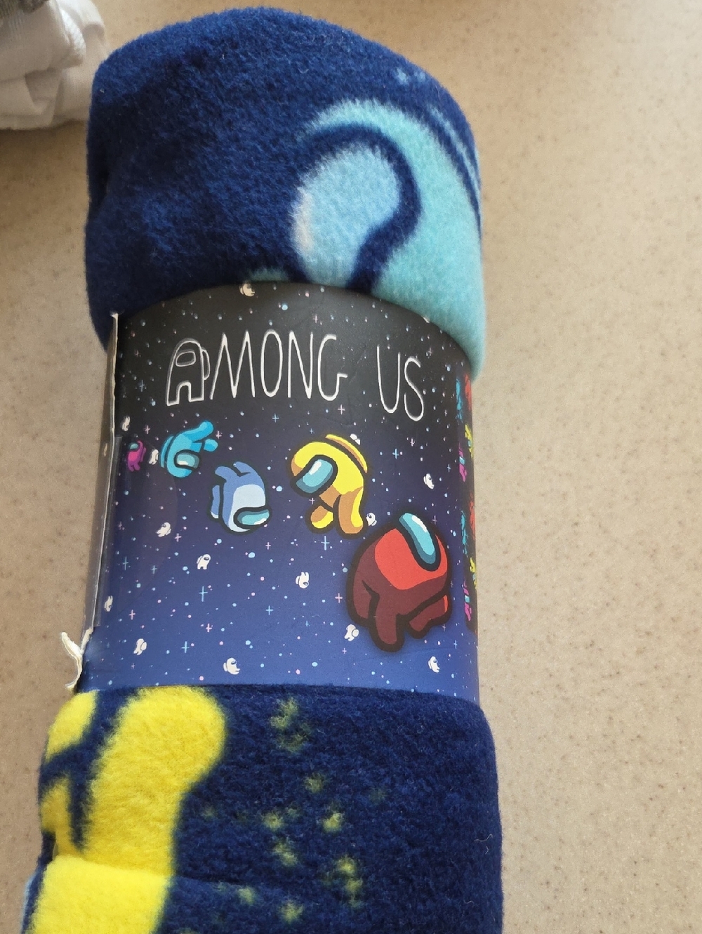 Among Us Fleece Throw Blanket - Navy Blue with Yellow Accents